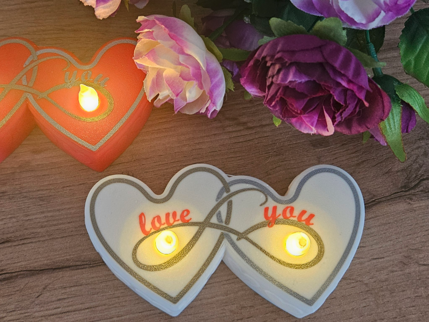 Twin LED tea light cover “love you”
