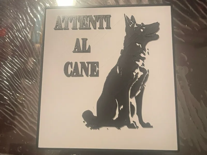 Cartello attenti al cane bicolore no ams