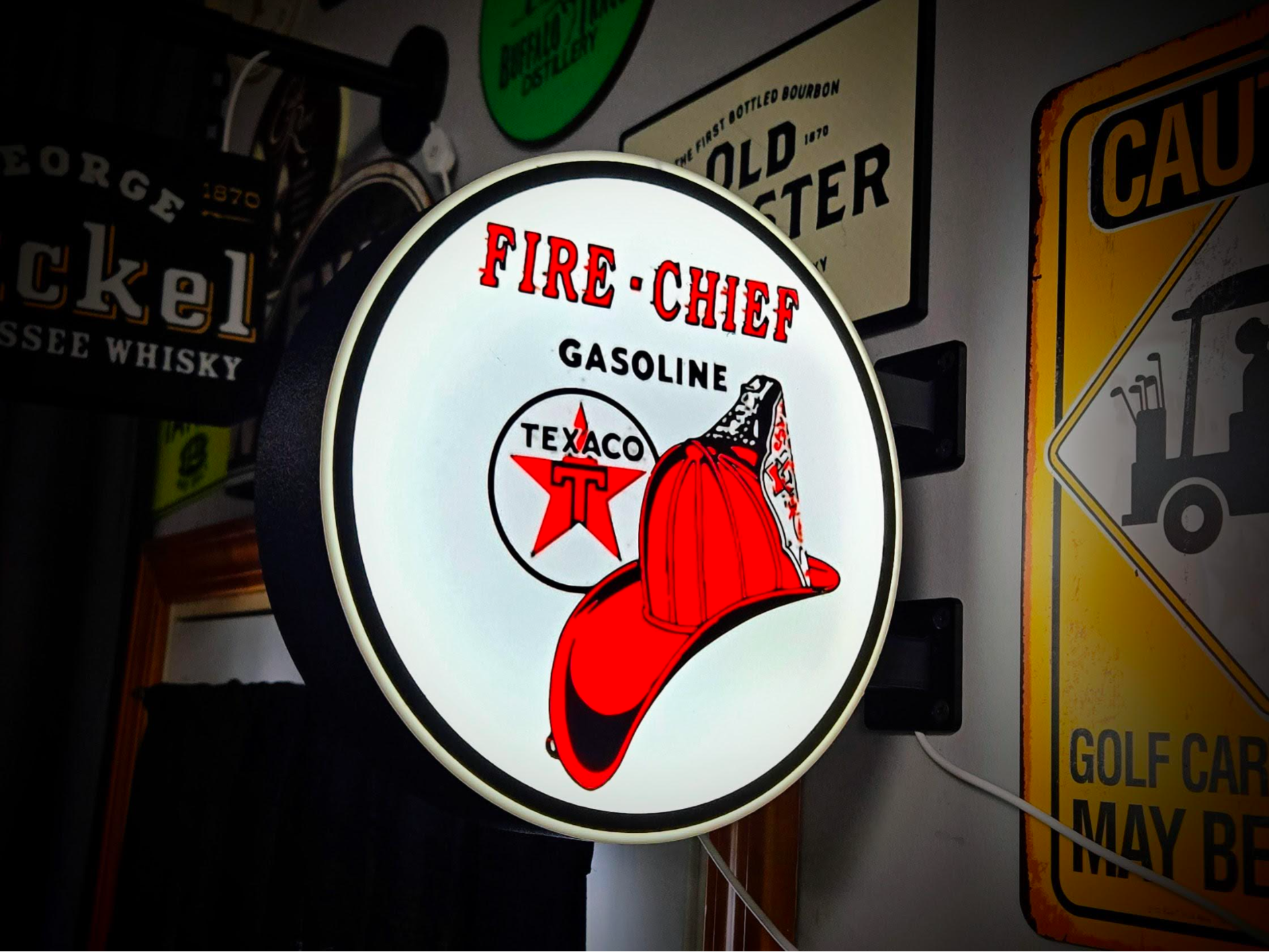 TEXACO FIRE CHIEF ~ 2-Sided Round Lightbox