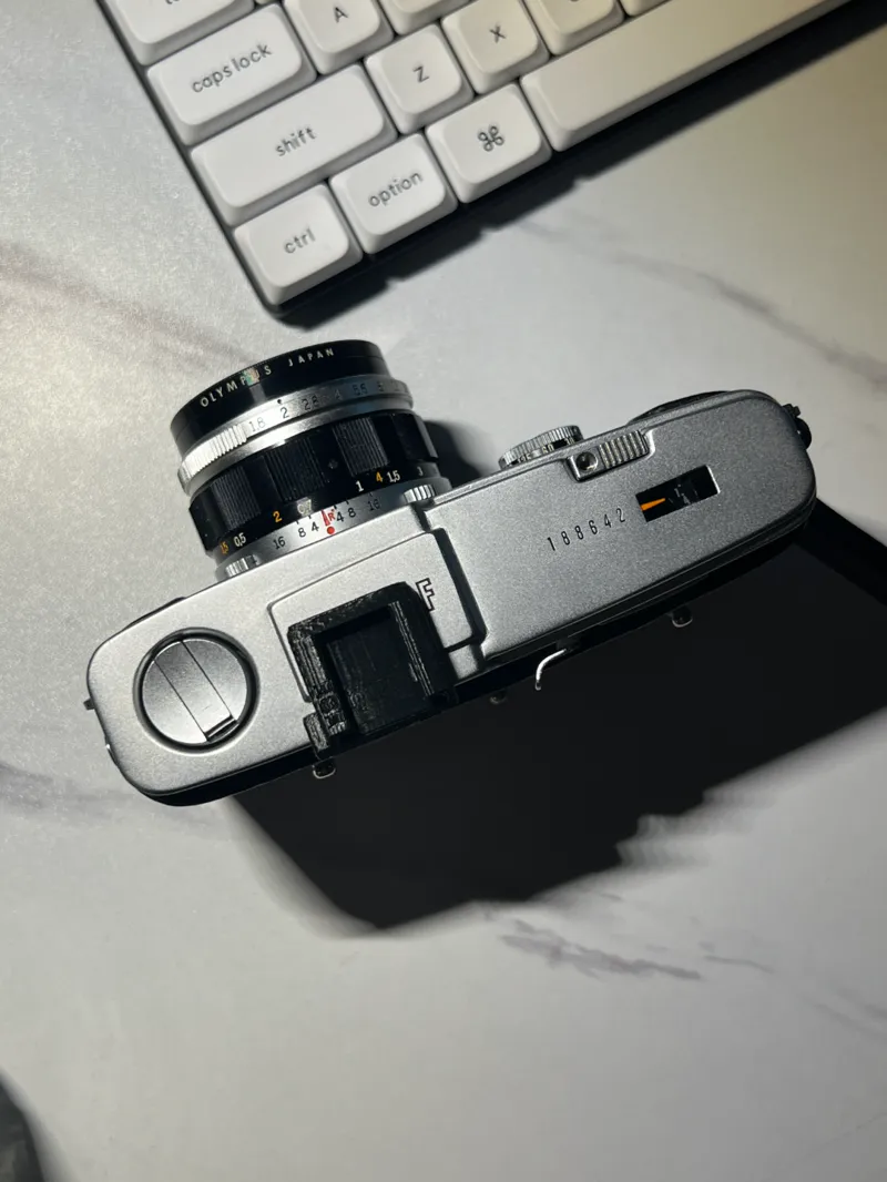 Olympus Pen F Camera with an Open Source Hot Shoe Accessory Shoe: Perfect Fit