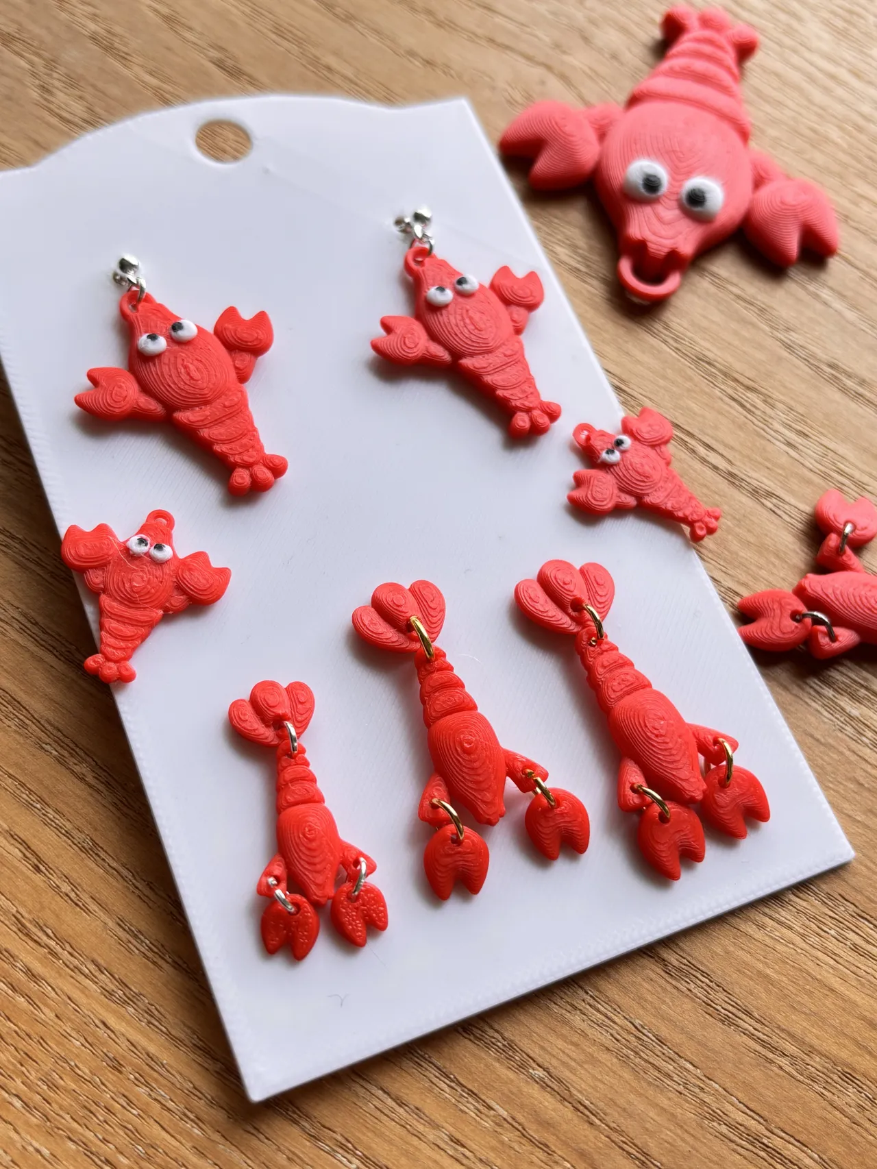 movable lobster earrings view 2