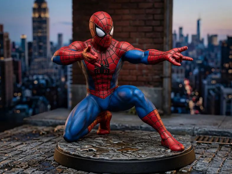 Pieza para disfraz o exhibición: Spider-Man – Dynamic Superhero Pose. Referencia del modelo original.