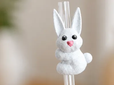 Fluffy Bunny Straw & Stethoscope Hugger