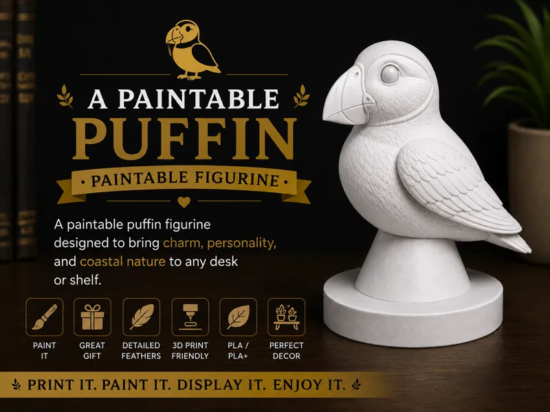 Paintable Puffin Figurine - Coastal Decor