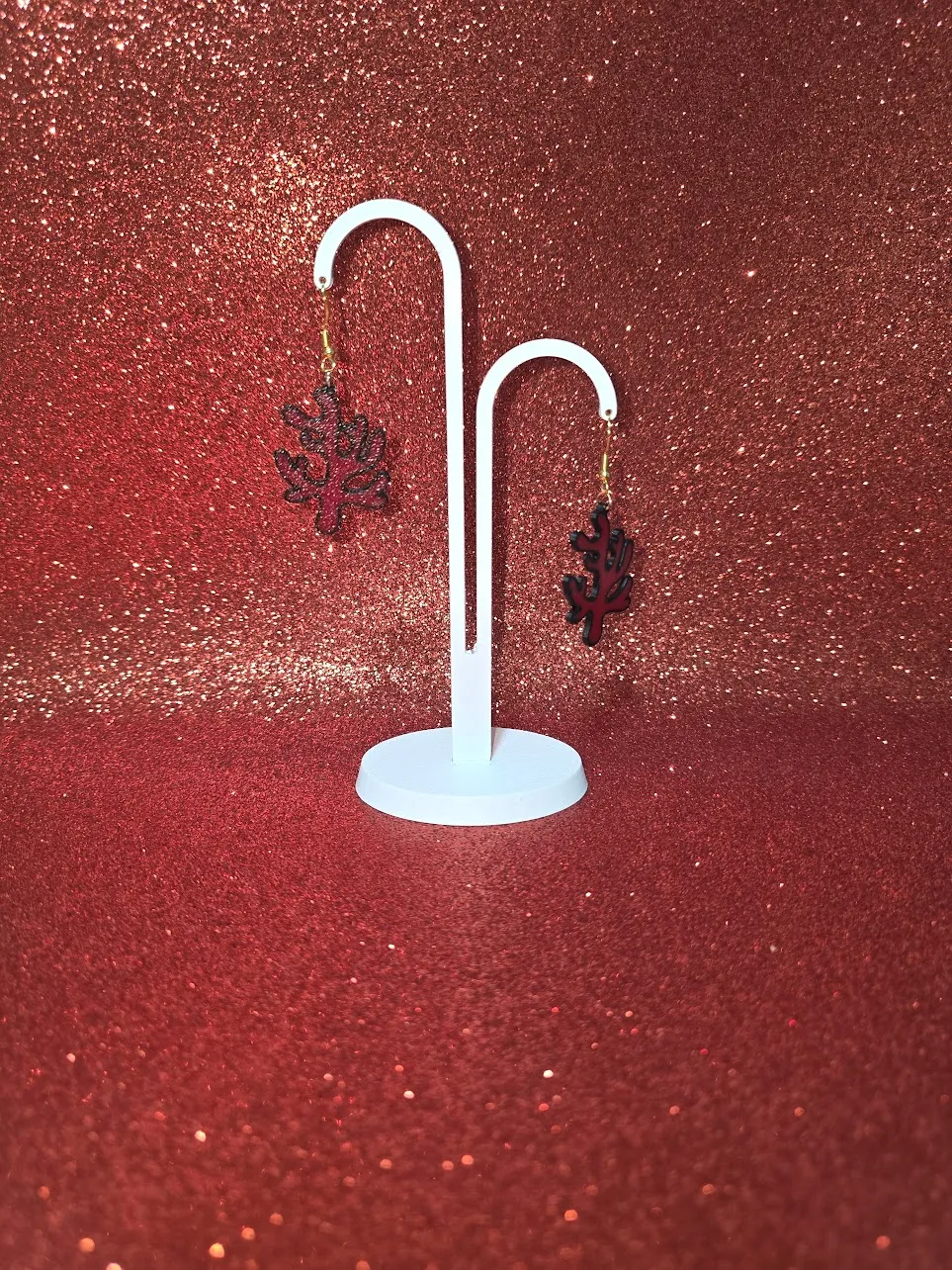 Red coral earrings view 3