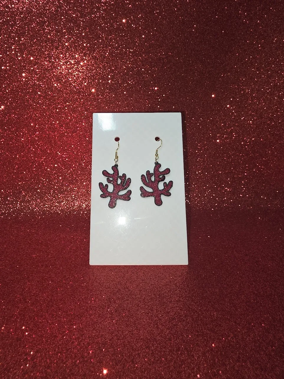 Red coral earrings view 2