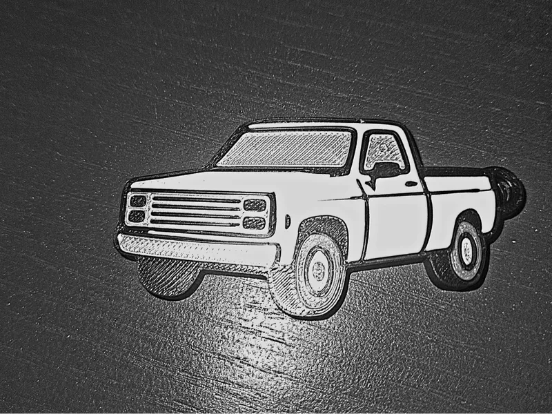 Square body truck keychain