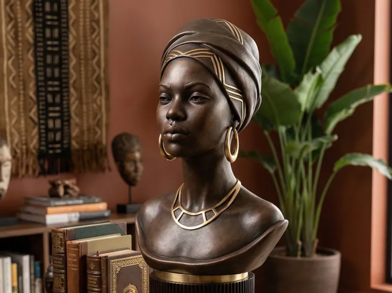 Busto Mulher Africana c/ para Preenchime em Gesso