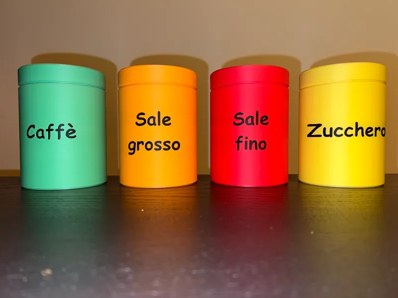 Barattoli da cucina (caffè, zucchero, sale fino e sale grosso)