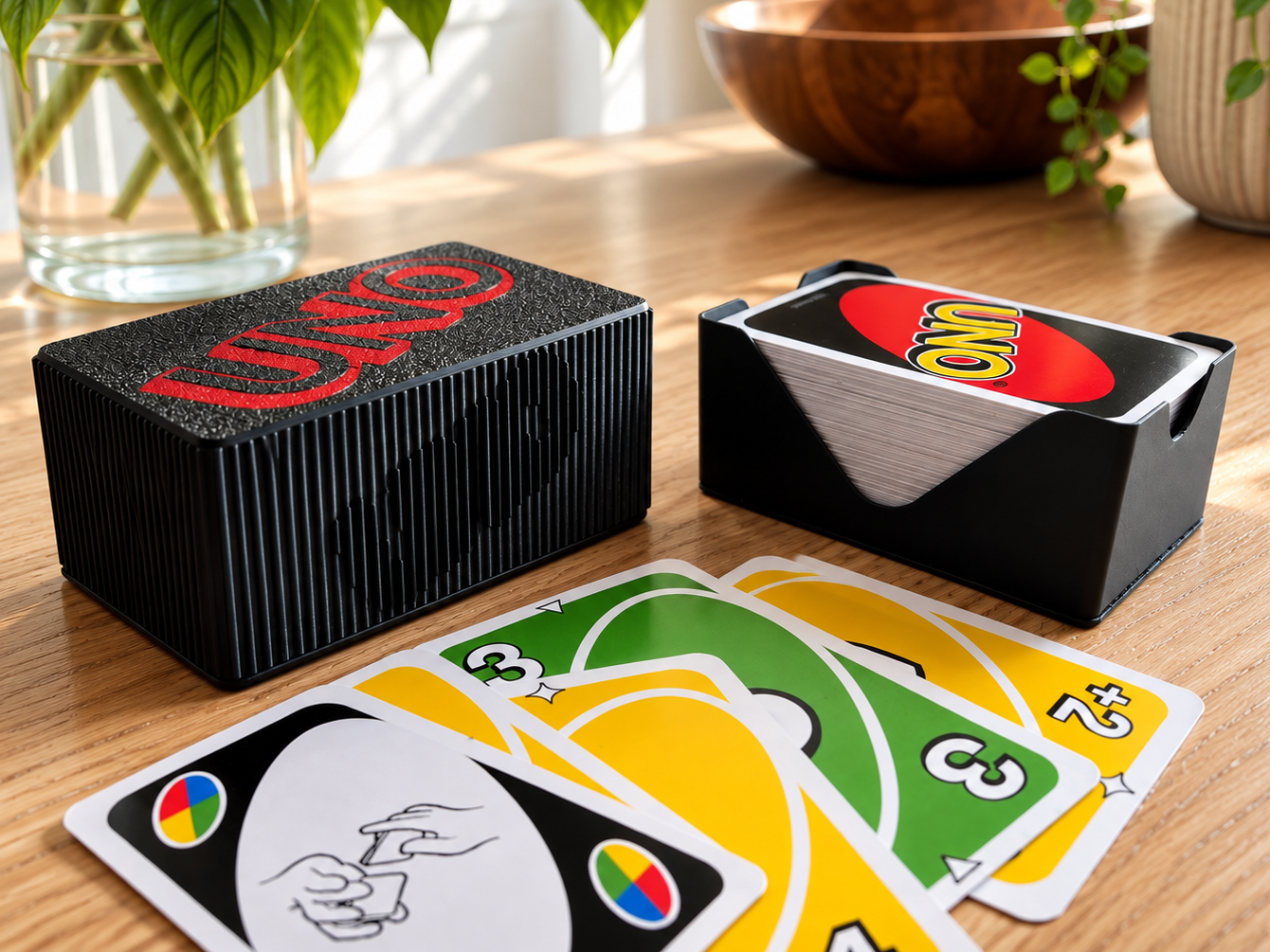 UNO Card Deck Box with Lid & Playing Tray - 1