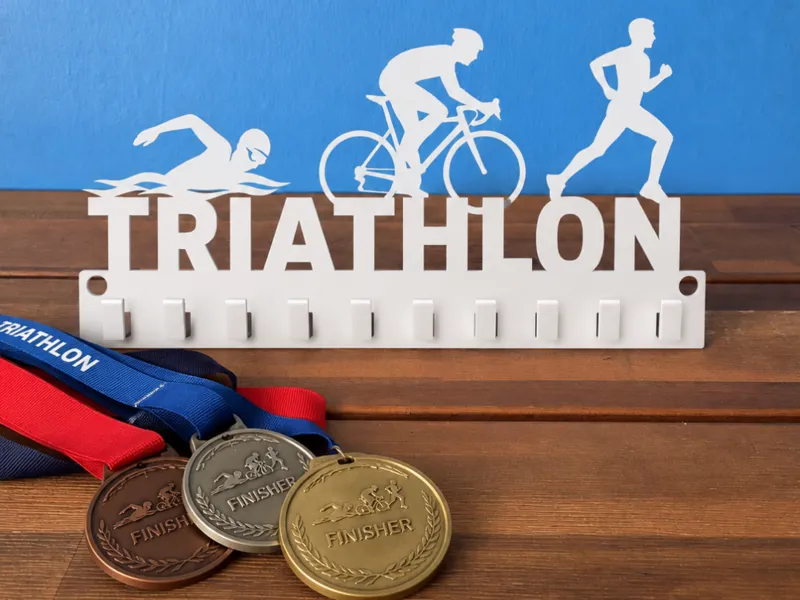 Triathlon Medal Holder Swim Bike Run Medal Hanger