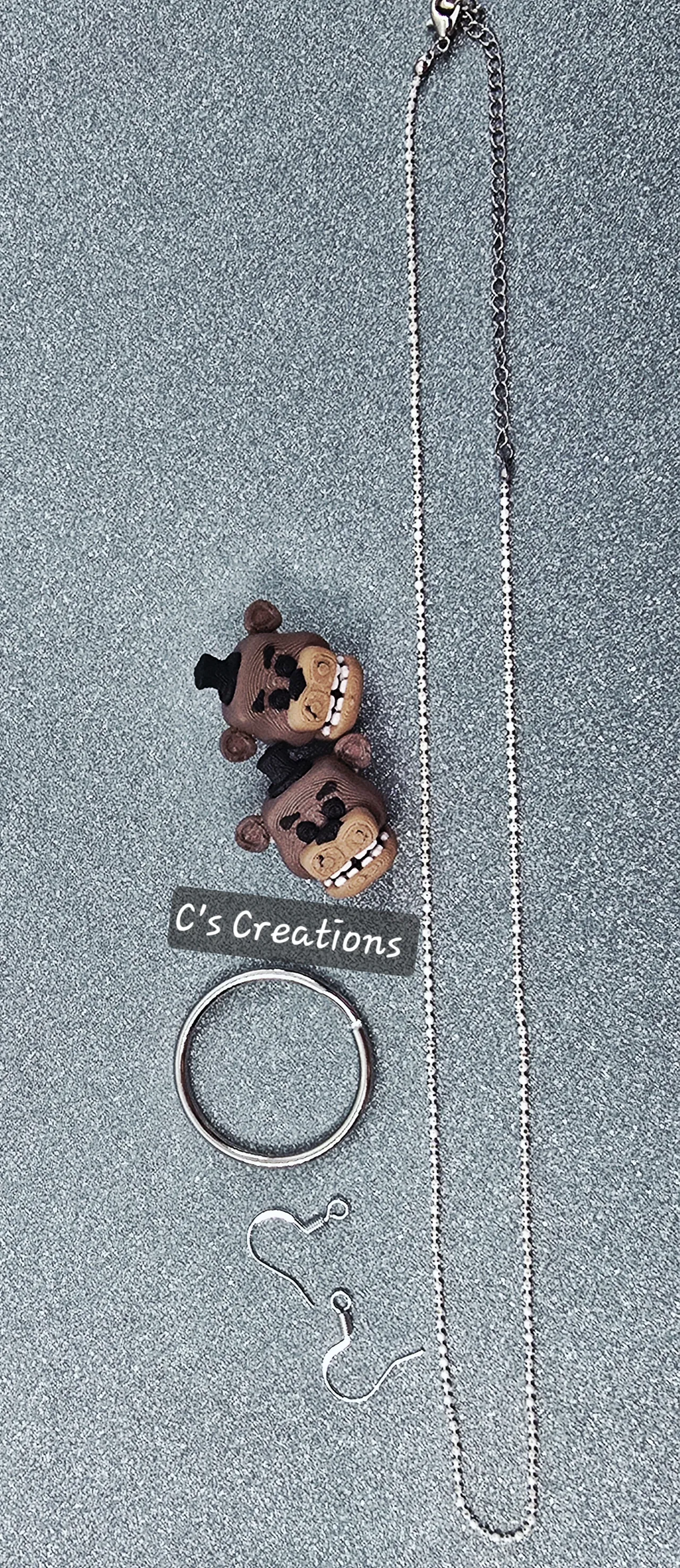 3D FNAF Freddy Earrings/Keychain view 2