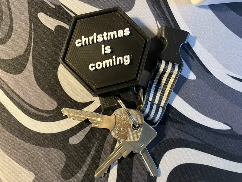 Christmas Hexagon  Keychain
