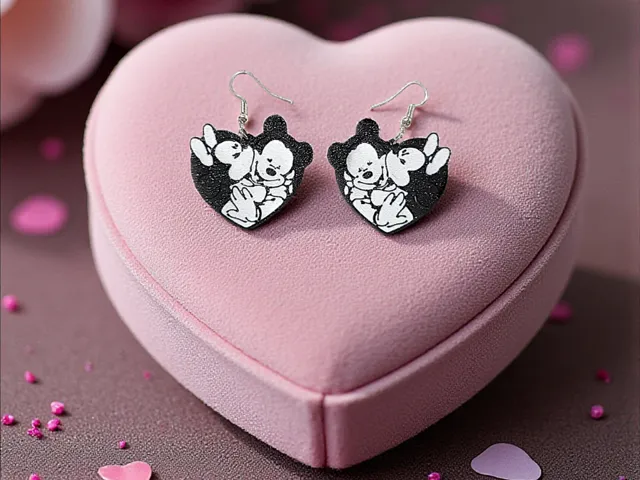 Mickey and Minnie in love earrings
