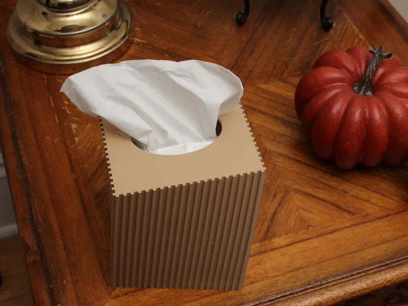 Tissue Box Cover - Twisting Ribbed Square