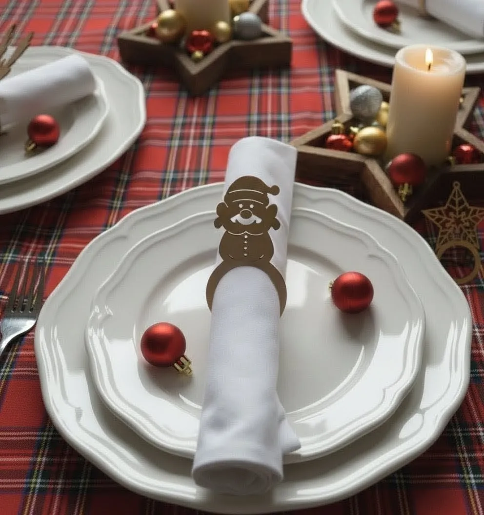 Dekoratif Yılbaşı Peçete Tutucu Seti Özel Tasarım Noel Süsü Koleksiyonluğu