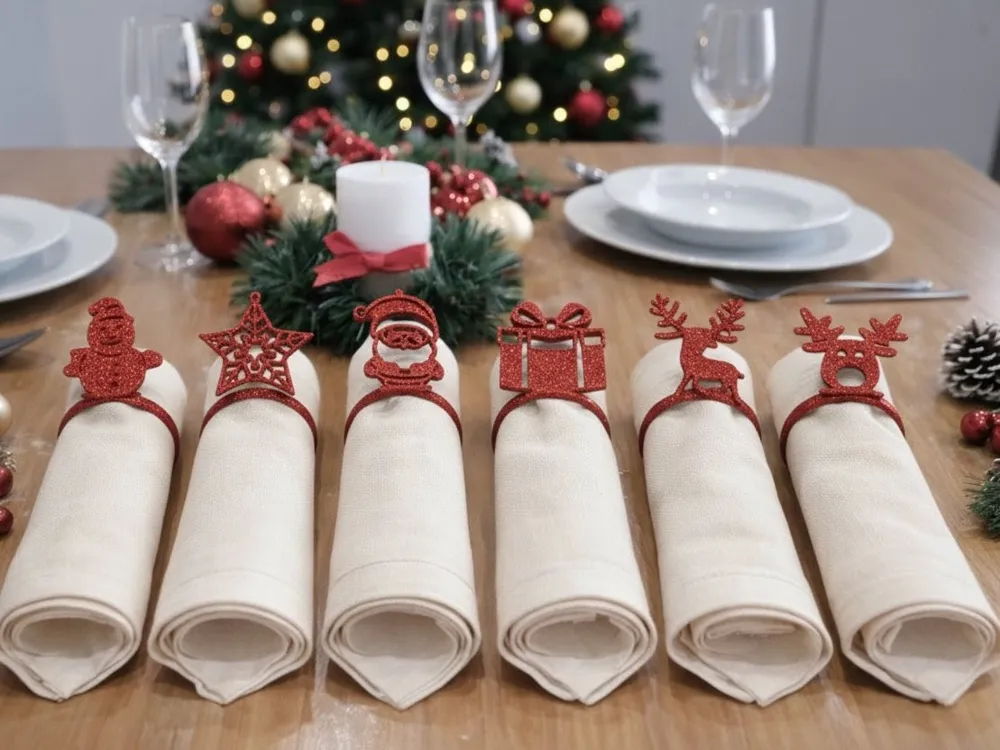 Dekoratif Yılbaşı Peçete Tutucu Seti Özel Tasarım Noel Süsü Koleksiyonluğu