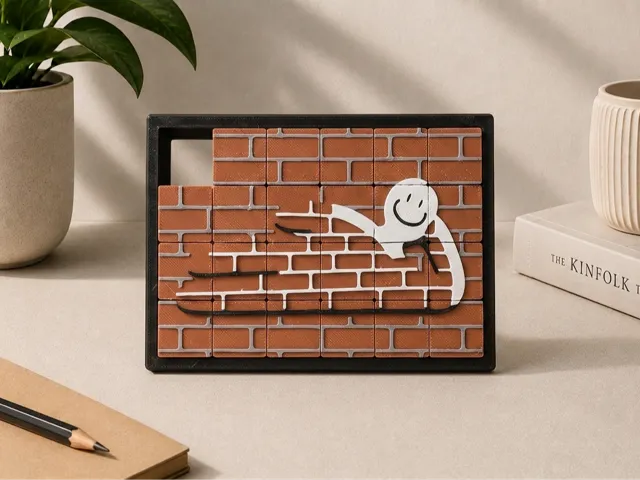 Mecha Chameleon Sliding Puzzle Hidden in the Wall