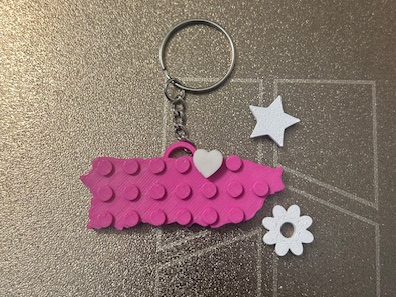 Puerto Rico Block Brick Keychain with Heart