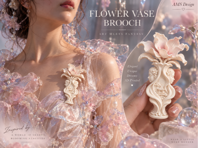 Dreaming Flower Vase Brooch - 3D printed Other Fashion Models, in stock in India