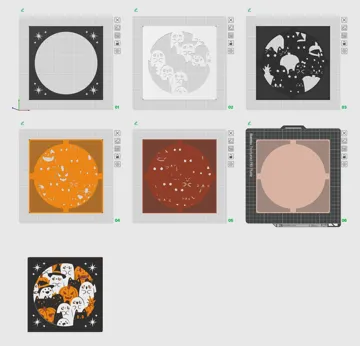 Modelo para impresión 3D: 叠雕-万圣节主题 南瓜 幽灵 猫咪 — vista de referencia 5