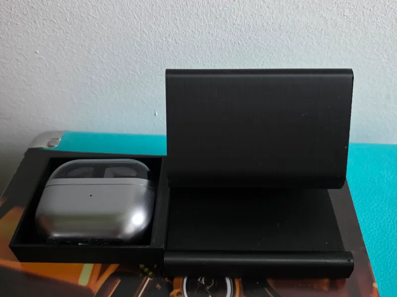 Phone stand with place for earbuds 