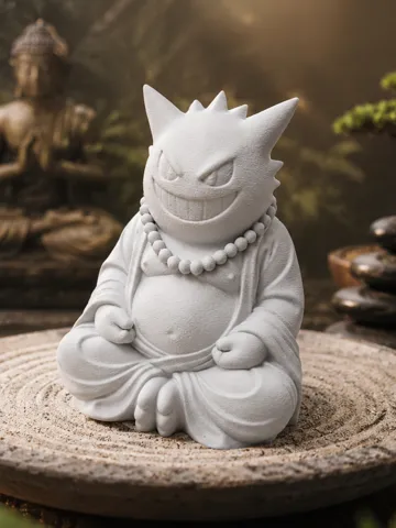 Modelo para impresión 3D: Gengar Buddha – Meditative Dekofigur — vista de referencia 2