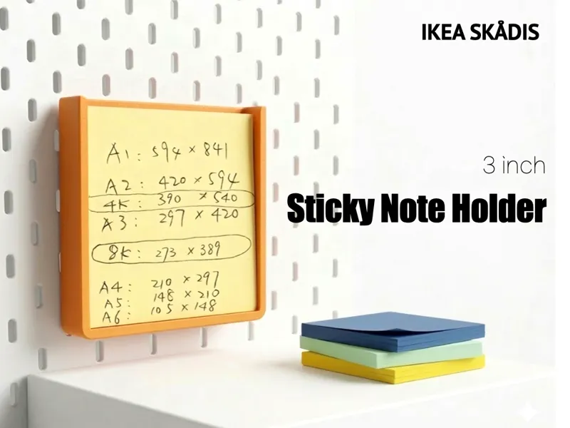 3-inch Post-it Note Holder for Skadis pegboard