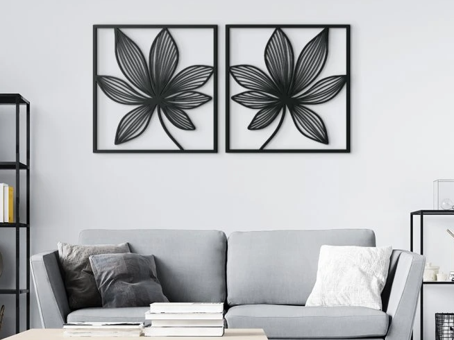 Flowers in Mirror Multi Panel 3D Wall Art