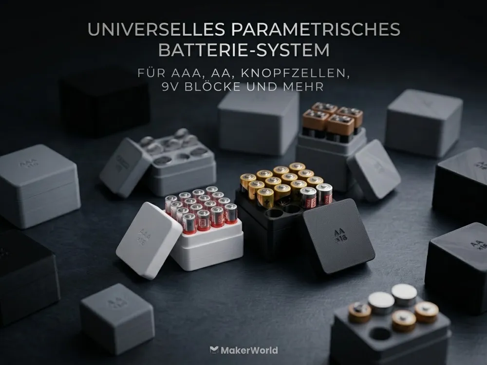 Organizador: Parametric Battery Organizer Box with Gridfinity. Referencia del modelo original.
