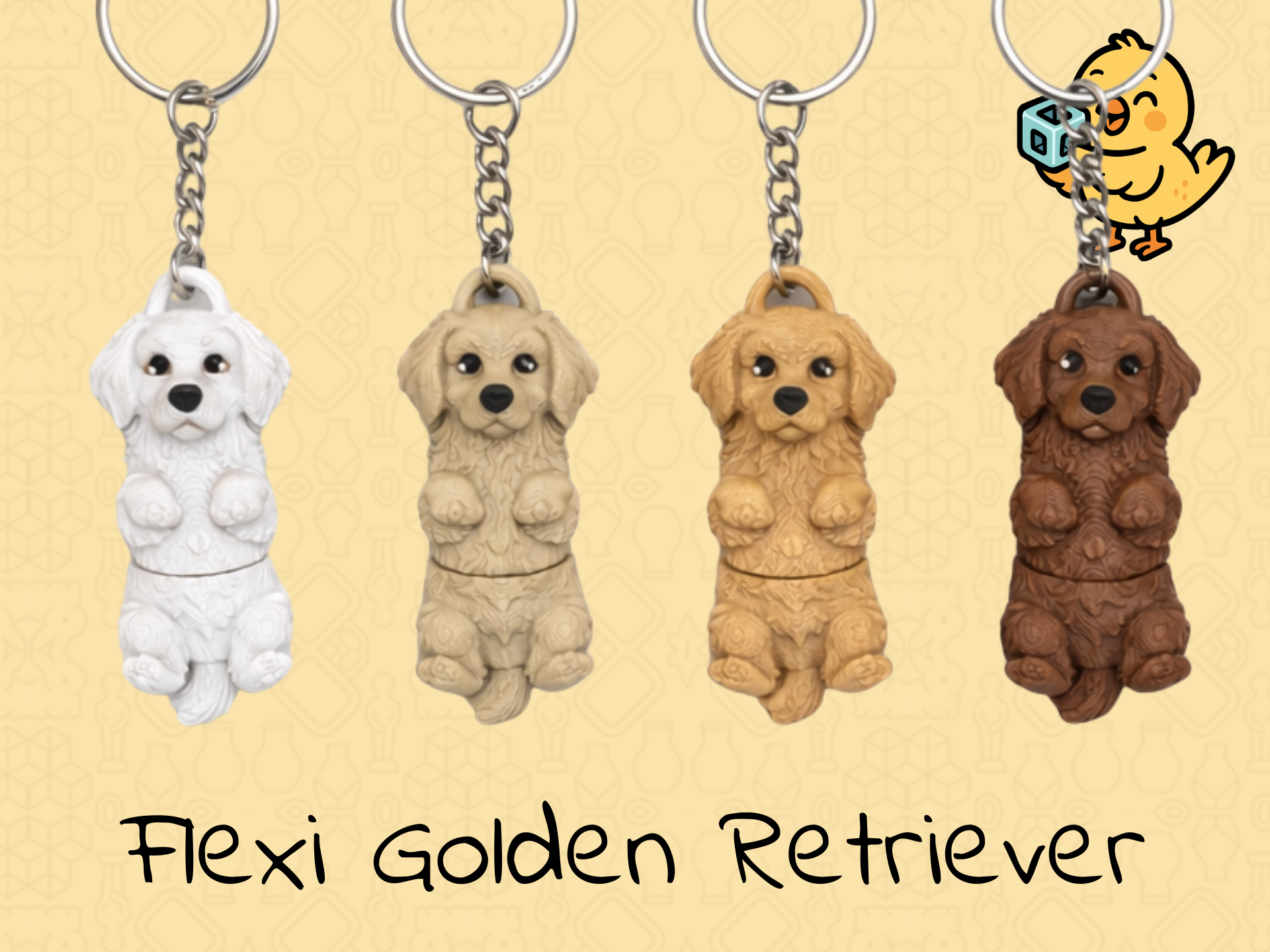 Golden Retriever Keychain – Articulated Flexi Dog