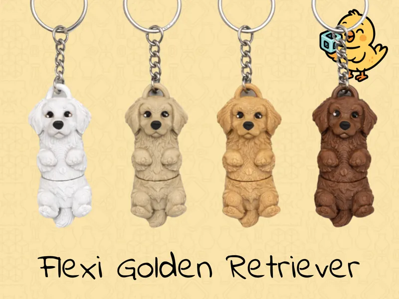 Golden Retriever Keychain – Articulated Flexi Dog