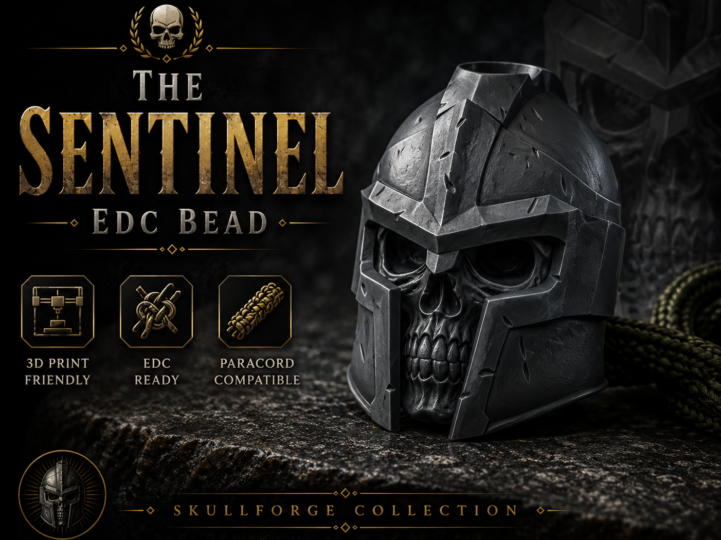 SkullForge Series – The Sentinel - Paracord Bead