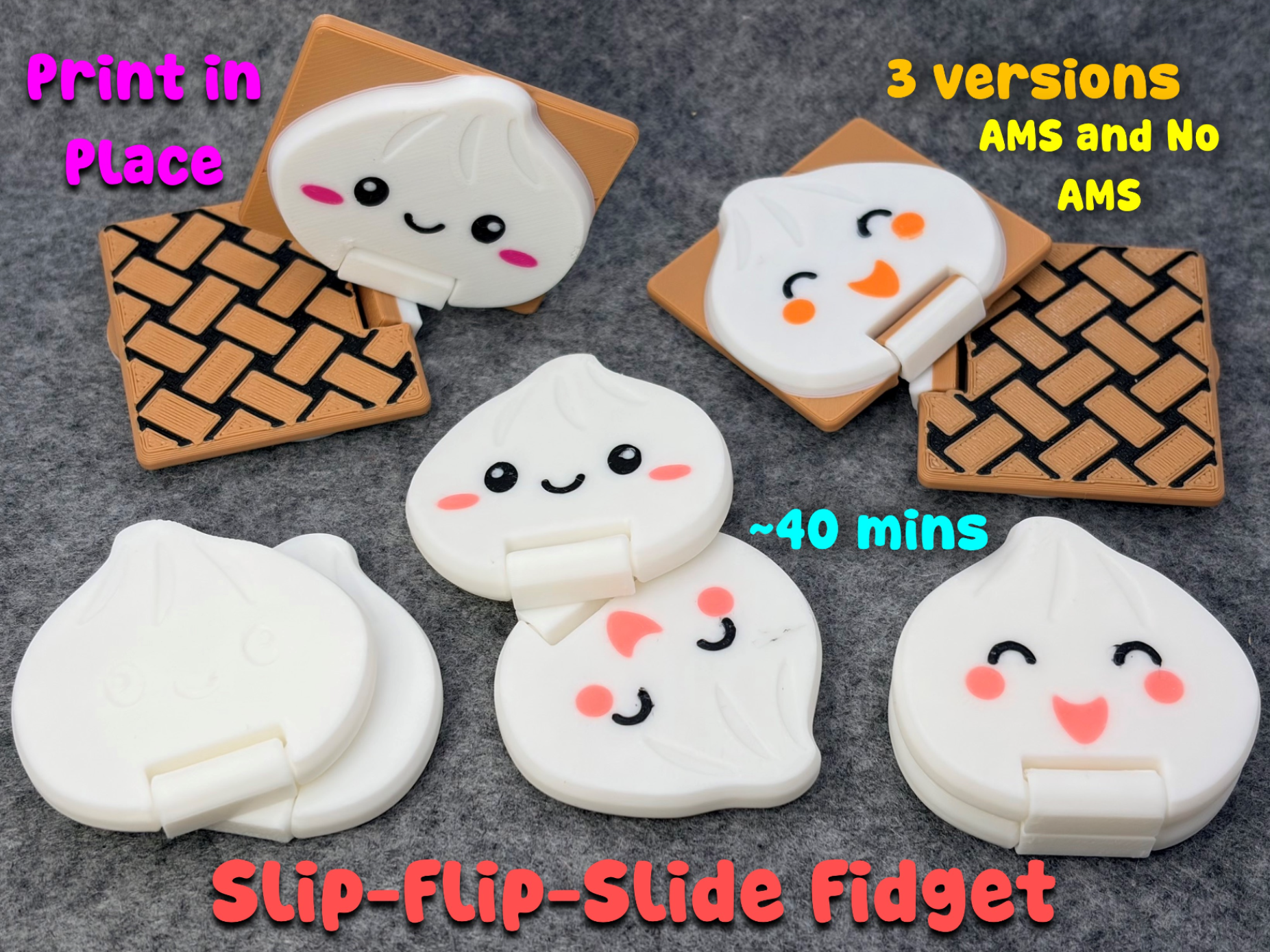 Dumpling Bao Bun Slider + Flip Fidget Toy