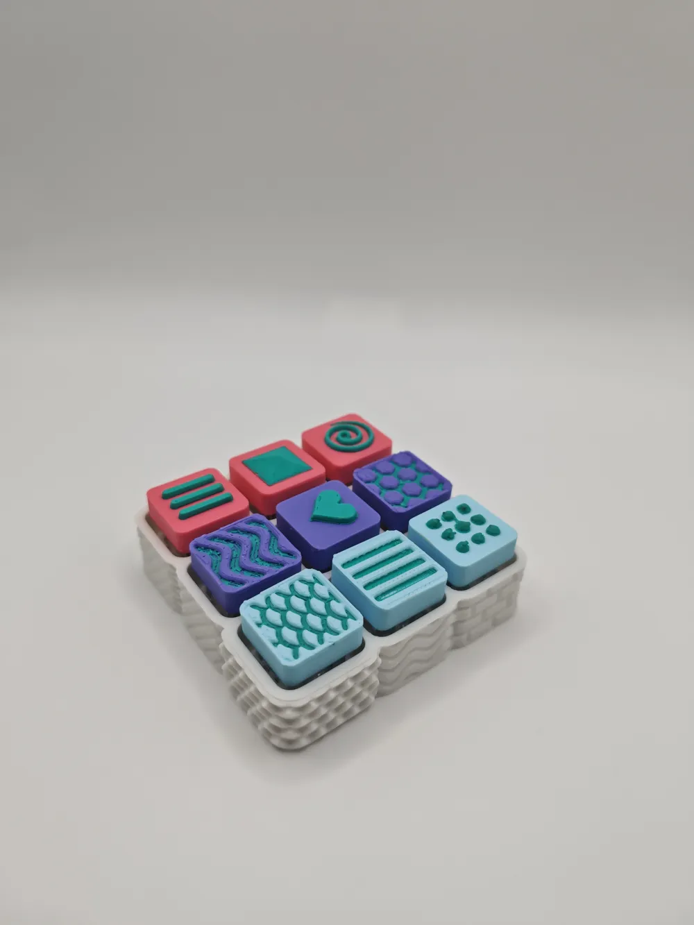 Texture Keys 3x3 Sensory Fidget Keys Textured Base - Free 3D Print ...