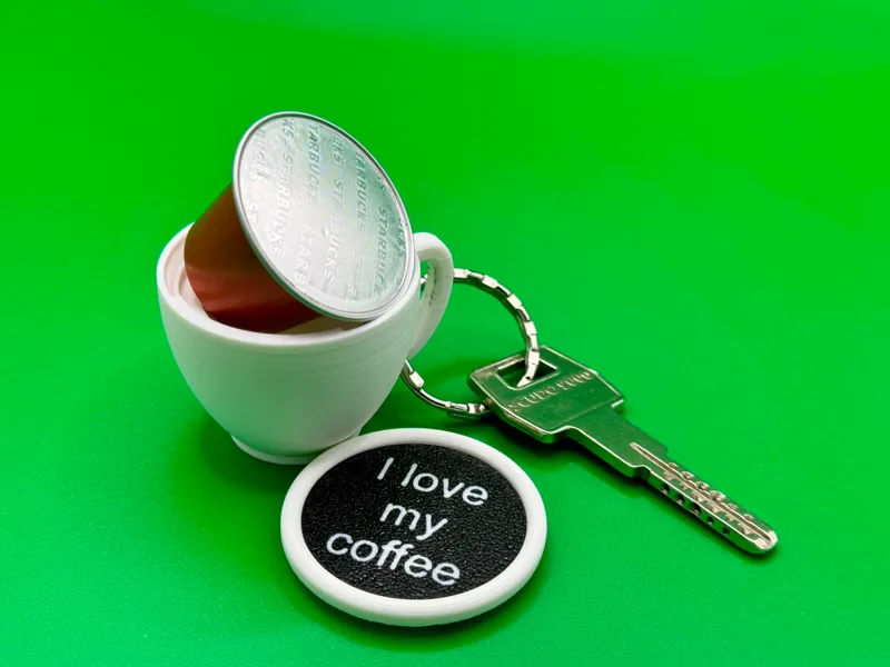 Coffee cup capsule holder keychain
