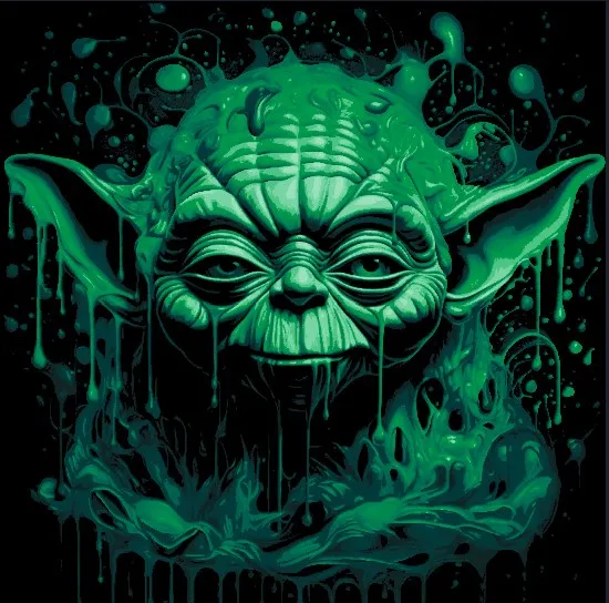 yoda star wars trippy HUEFROGE 4 color print