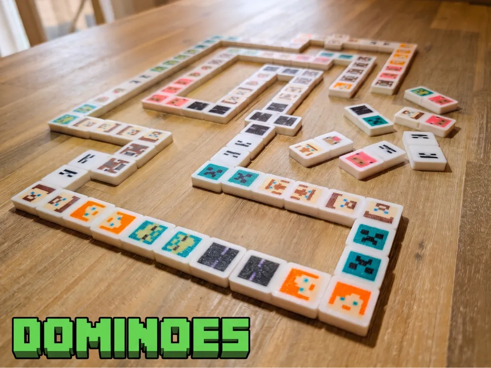 Minecraft themed Dominoes | Modular 3-in-1 Game - Free 3D Print Model ...