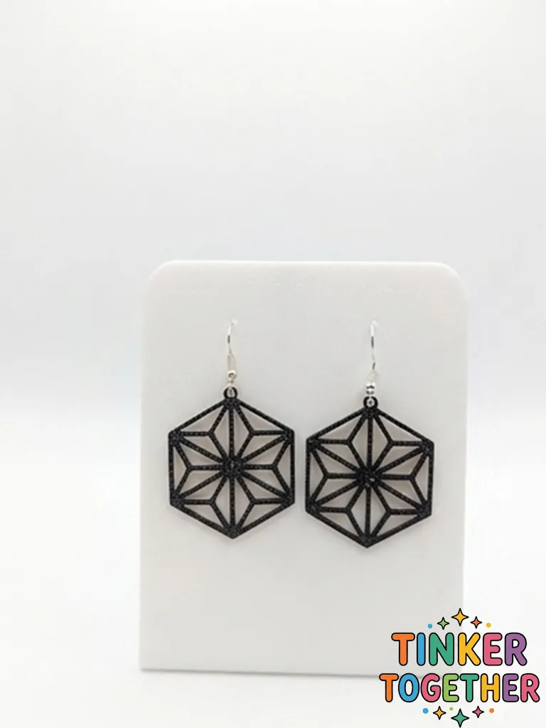 Geometric flower earrings view 2