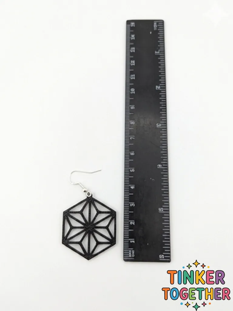 Geometric flower earrings view 3