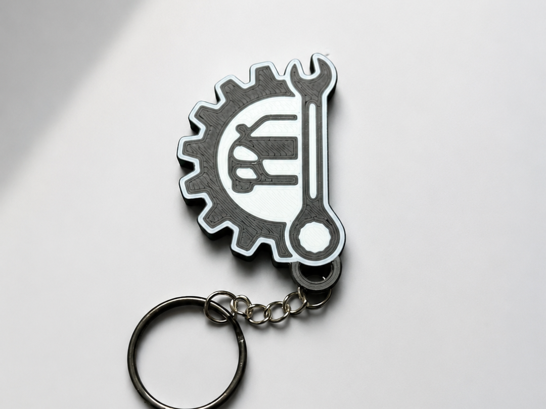 unique gear & wrench keychain