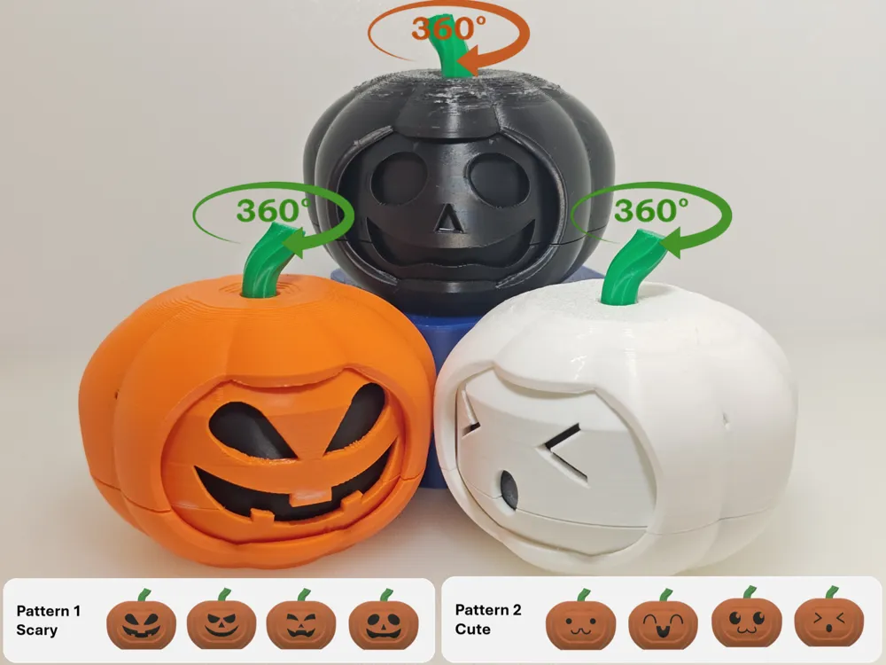 4 Face-In-1 Rotatable Pumpkin 旋转南瓜 - Free 3D Print Model - MakerWorld