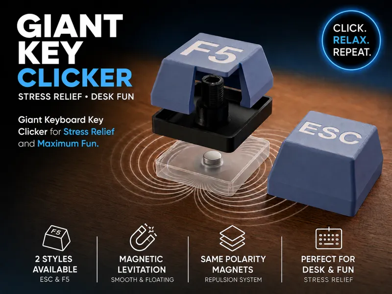 Giant keyboard keycap fidget clicker, magnetic F5