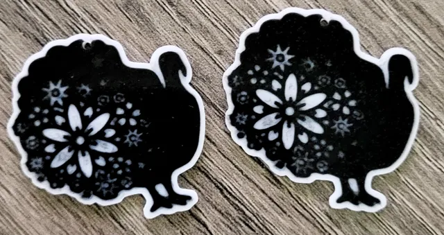 Floral turkey earrings