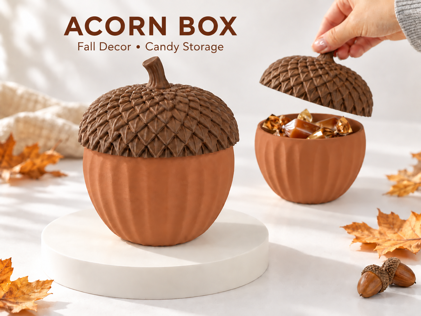 Acorn Box with Lid – Fall Decor & Candy Storage - 1