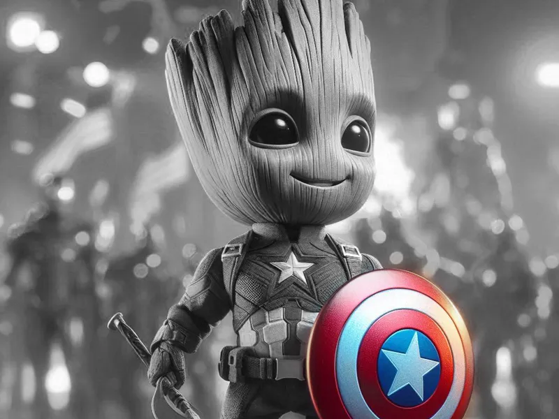 Baby Groot capitán america