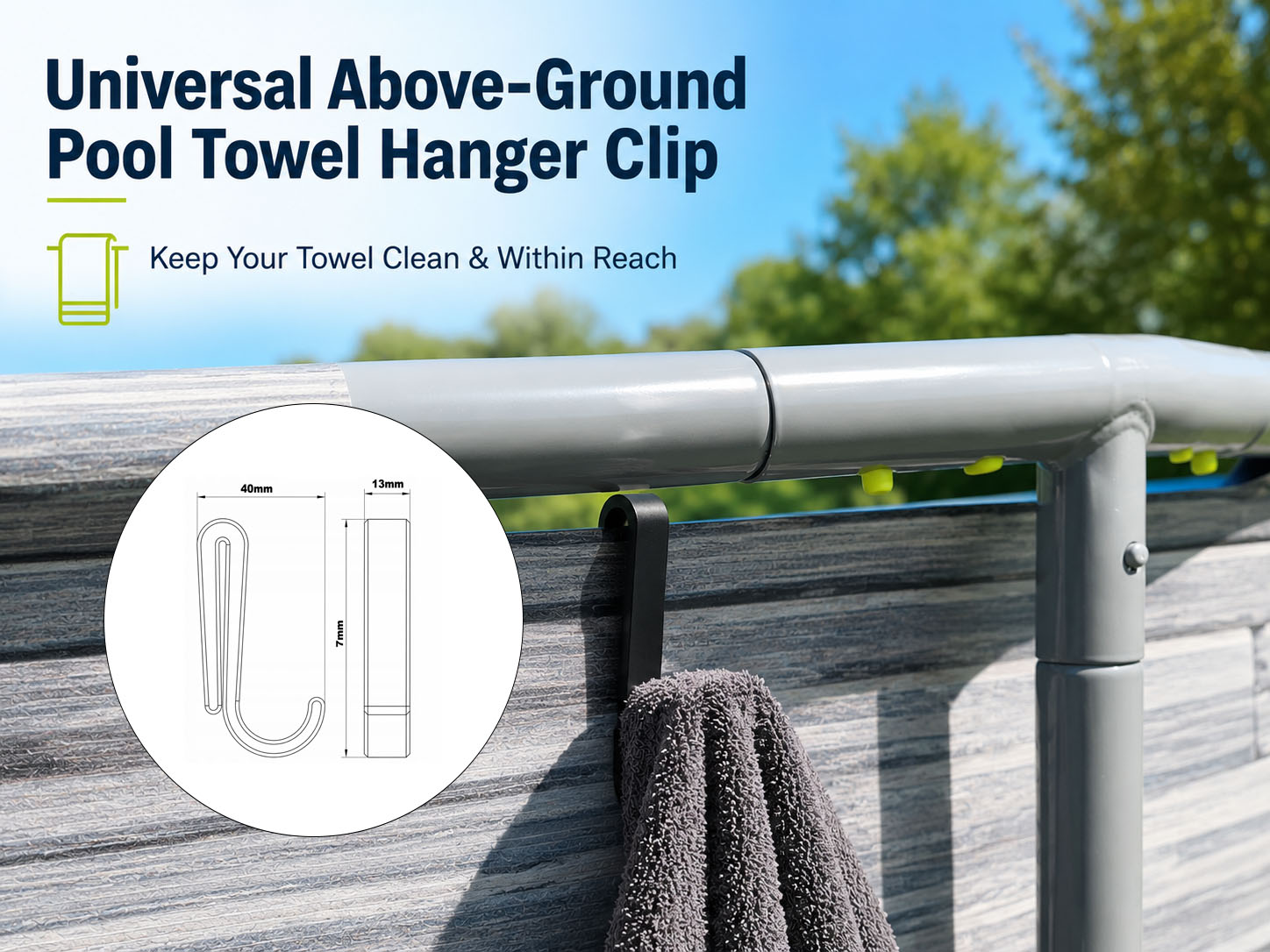 Universal Above-Ground Pool Towel Hanger Clip