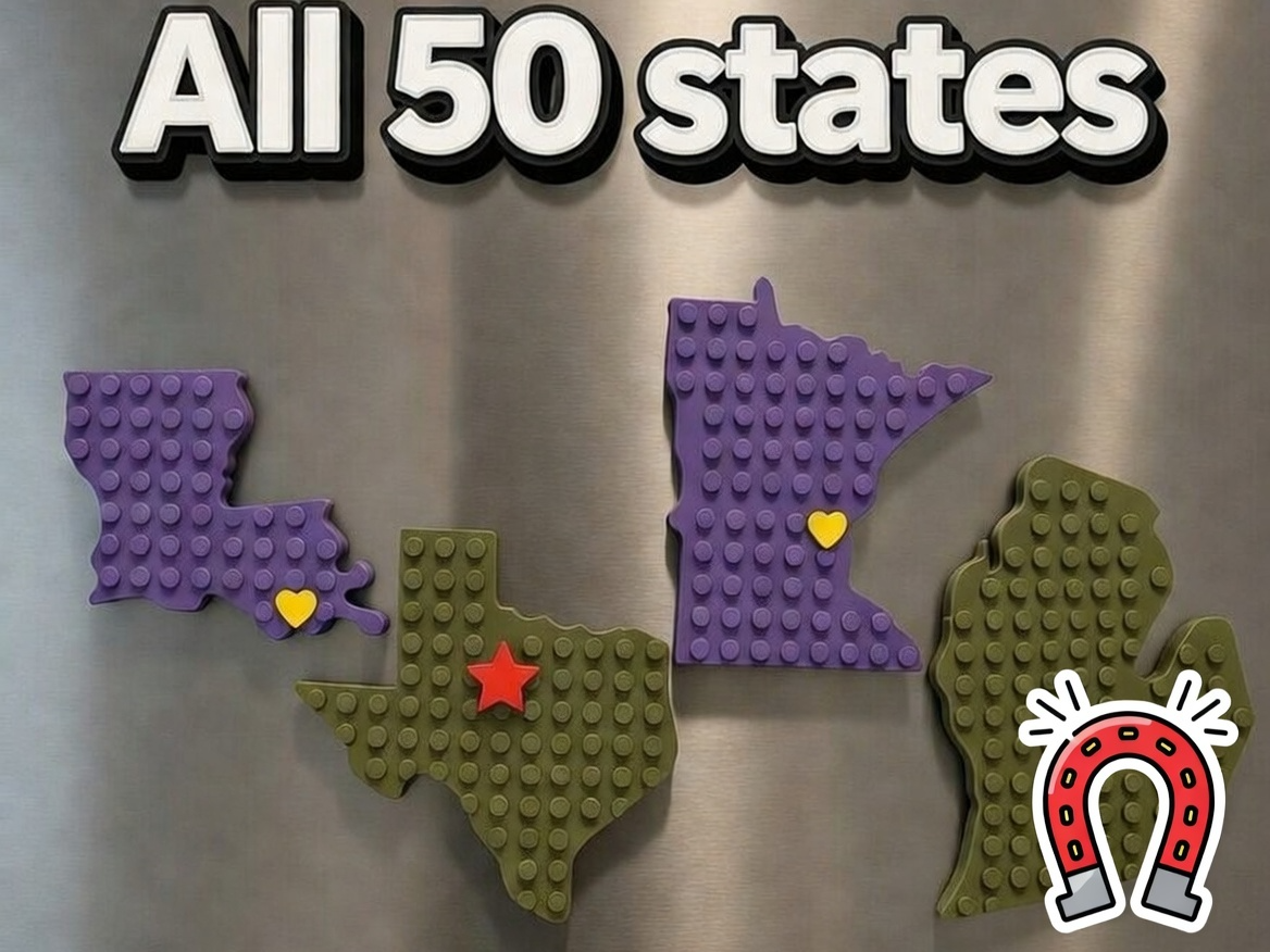 United States Brick magnets with movable heart