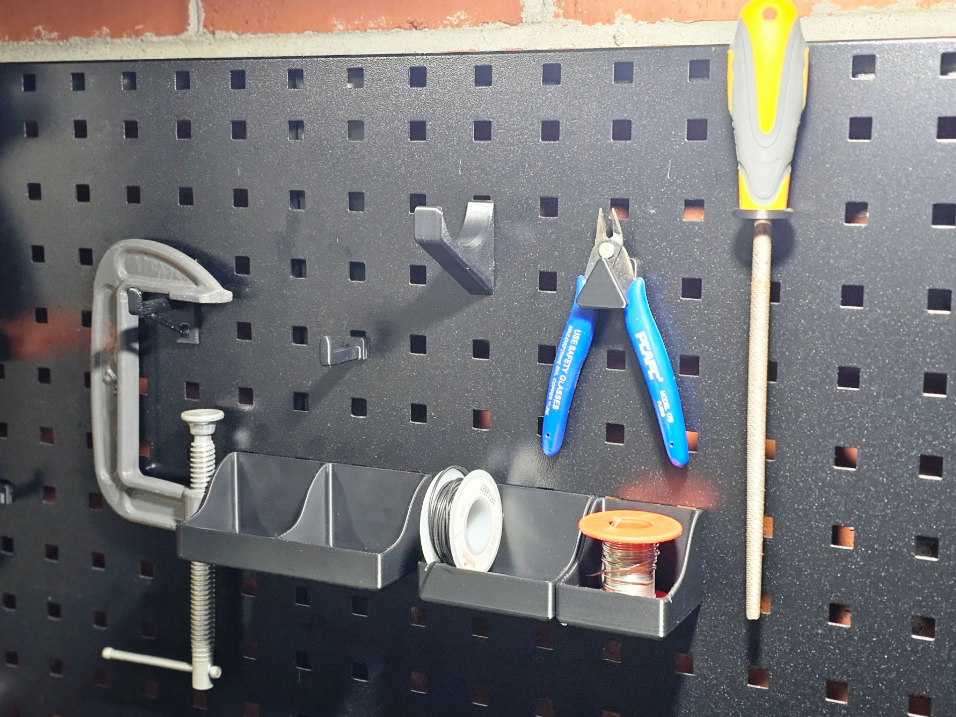 Square Pegboard Accessories Pack - Trays, Hooks +
