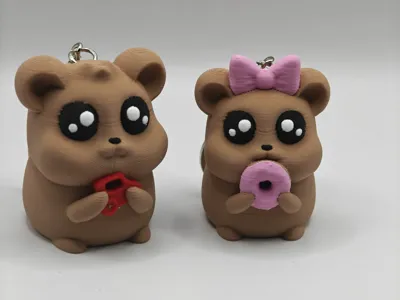 Hamster boy and girl  keychain 